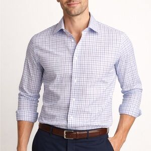 Lands’ End Men’s Blue Plaid Dress Shirt